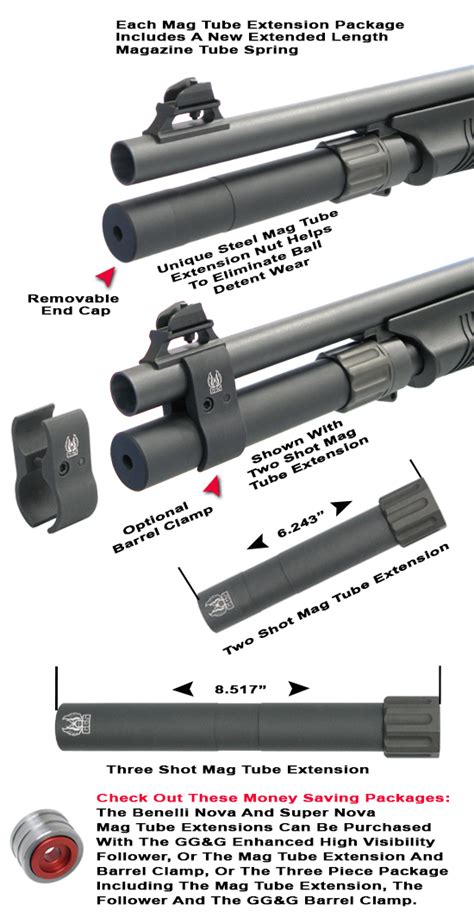 Measurements based on the length of the extension tube, as shown in the table below, should be taken from the front of the factory magazine with the magazine cap removed. . Benelli supernova magazine extension nordic
